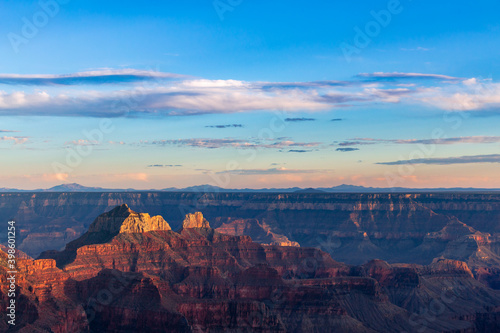Sunset in the Grand Canyon with pretty clouds