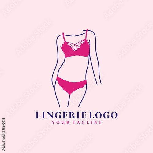 Women fashion logo design template. Lingerie emblem
