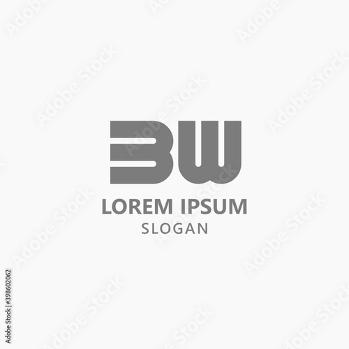 Simple Letter B and W BW Logo Vector Template
