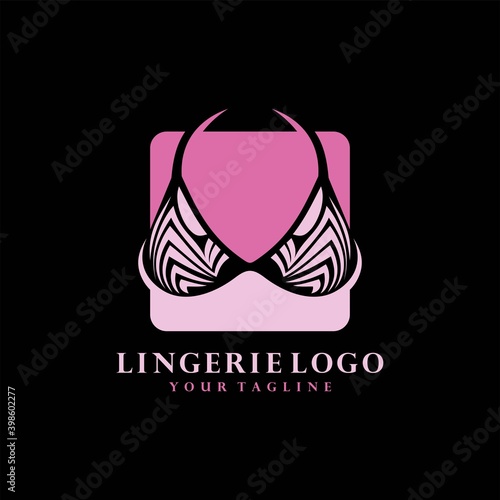 Women fashion logo design template. Lingerie emblem
