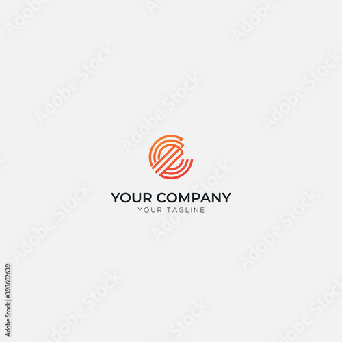 line art letter e market and commerce logo