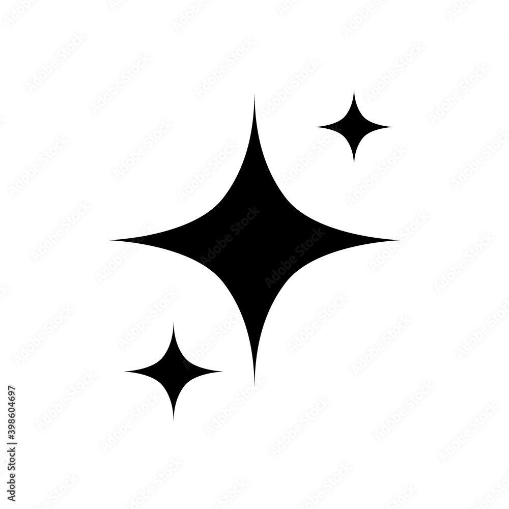 Sparkle star. Icon spark. Black sparks silhouette isolated on white background. Bright shine star. Twinkle shape starry. Sparkling particle. Sign shiny graphic. Symbol glitter. Design prints. Vector Sparkle star. Icon spark. Black sparks silhouette isolated on white background. Bright shine star. Twinkle shape starry. Sparkling particle. Sign shiny graphic. Symbol glitter. Design prints. Vector