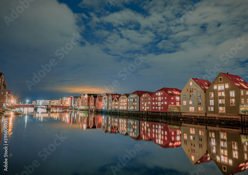 Nidelva and "gamle bybro" in Trondheim, Norway. Famous tourist attraction