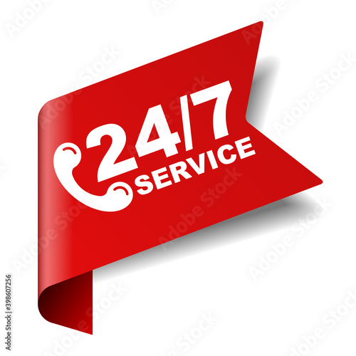 red vector illustration banner 24/7 service
