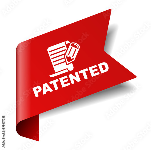 red vector illustration banner patented