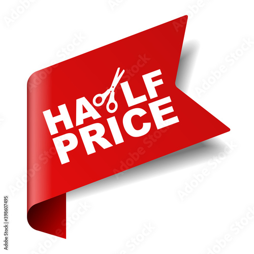 red vector illustration banner half price