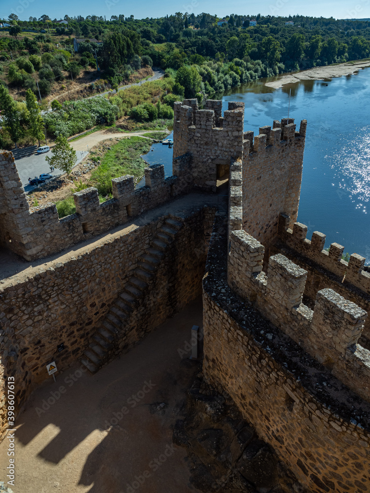 View from the keep of Almourol Castle, from Order of the Templars, with the waist of walls in the foreground and the right bank of the Tejo River in the background.
Praia do Ribatejo, Portugal.