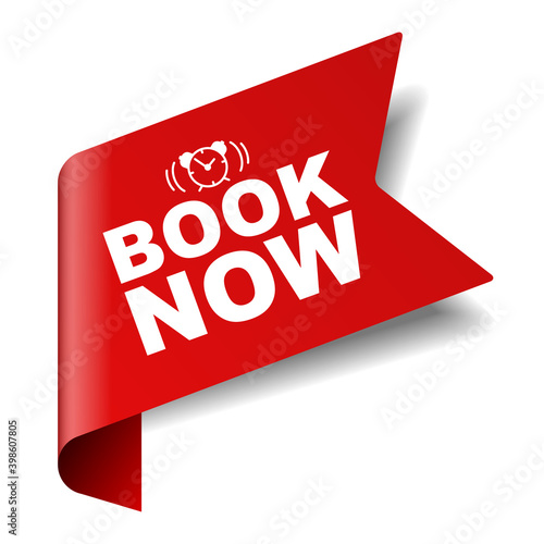 red vector illustration banner book now