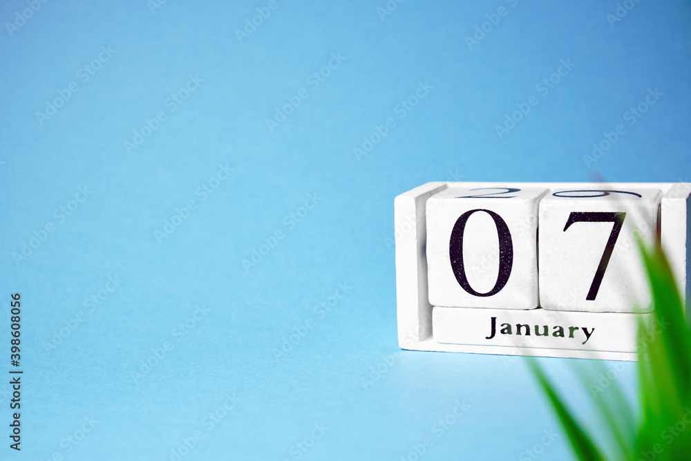 seventh day of winter month calendar january with copy space seventh day of winter month calendar january with copy space