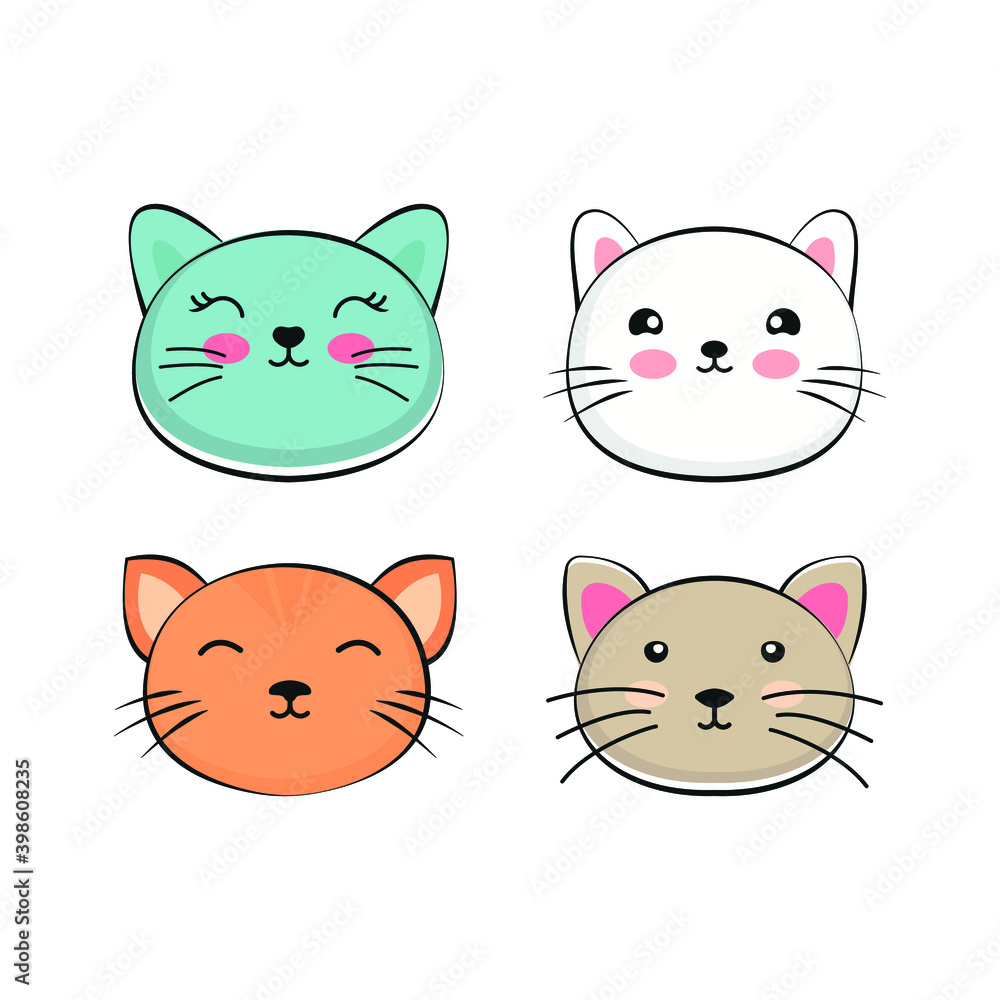 Vector Set Of Different Adorable Cartoon Cats Faces Vector Set Of Different Adorable Cartoon Cats Faces