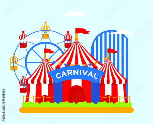 Flat design of circus and carnival banner
