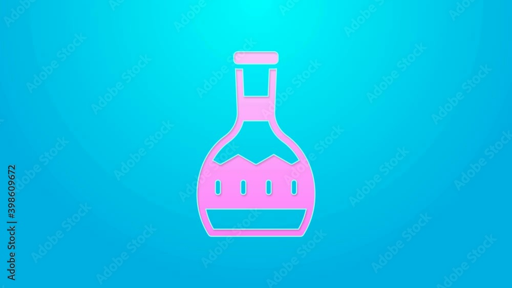 Pink line Tequila bottle icon isolated on blue background. Mexican alcohol drink. 4K Video motion graphic animation Pink line Tequila bottle icon isolated on blue background. Mexican alcohol drink. 4K Video motion graphic animation