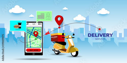 Online delivery service concept, online order tracking, Vector illustration