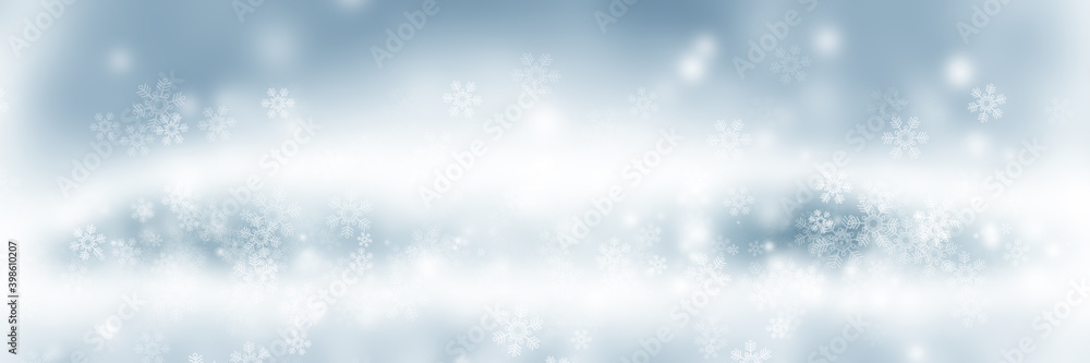 White magic Bokeh blur backdrop. Effect Circle light on blue background. White magic Bokeh blur backdrop. Effect Circle light on blue background.