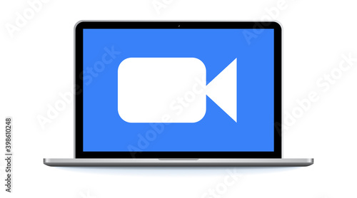 Video call screen. Application for social communication. Video conference. Video tutorials and courses. Video Internet course. Vector illustration.