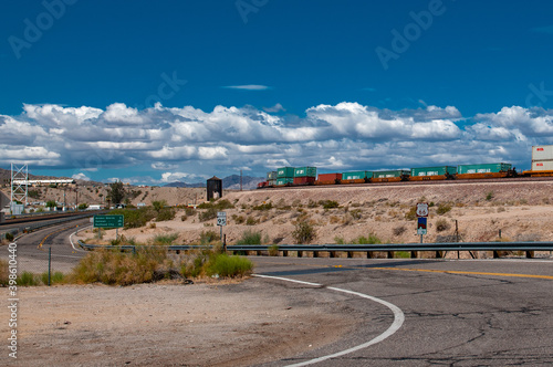 road in the desert route 66 with train