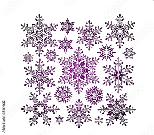 set of snowflakes on white illustration 