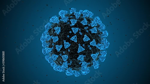 Coronavirus COVID-19 medical microscope virus close up of severe acute respiratory syndrome SARS-CoV-2 or 2019-nCoV - animation render photo