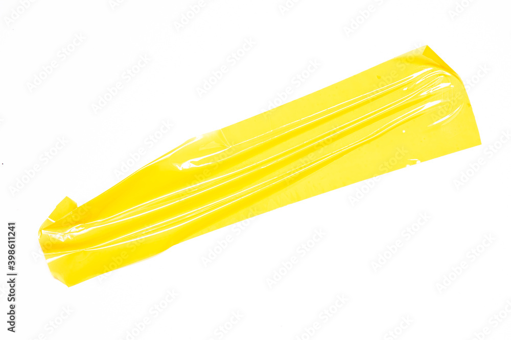 yellow tapes on white background. Torn horizontal and big size yellow sticky tape, adhesive pieces. yellow tapes on white background. Torn horizontal and big size yellow sticky tape, adhesive pieces.