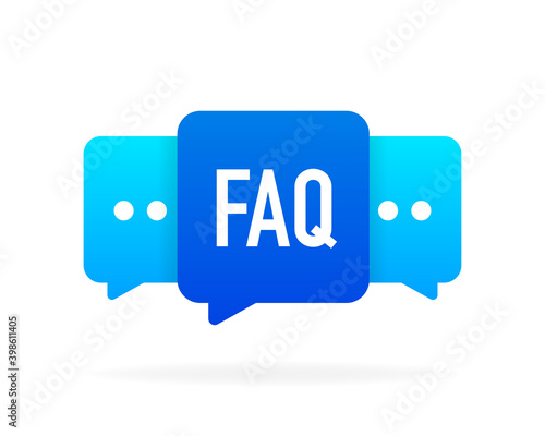 Faq chat message bubble. Support service. Vector illustration.