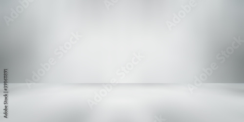 soft white and gray studio room background, grey floor backdrop with spotlight.