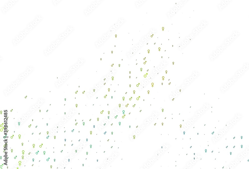 Light blue, yellow vector pattern with gender elements. Light blue, yellow vector pattern with gender elements.