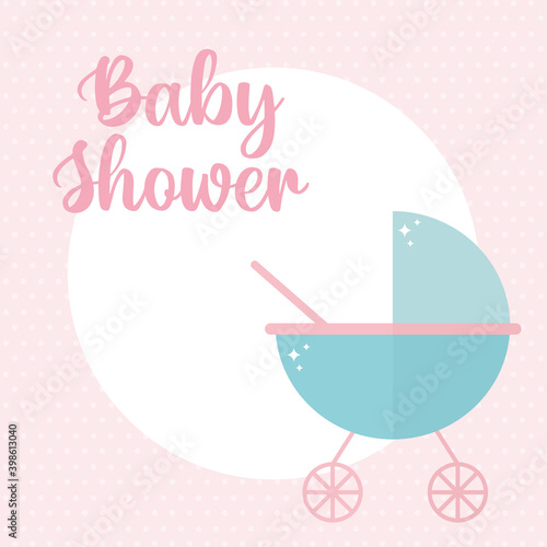 baby shower lettering with one baby pram