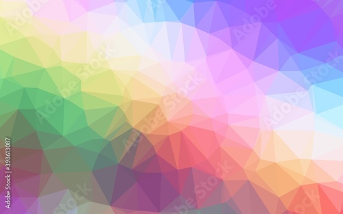Light Multicolor, Rainbow vector low poly cover. Brand new colorful illustration in with gradient. Triangular pattern for your business design.