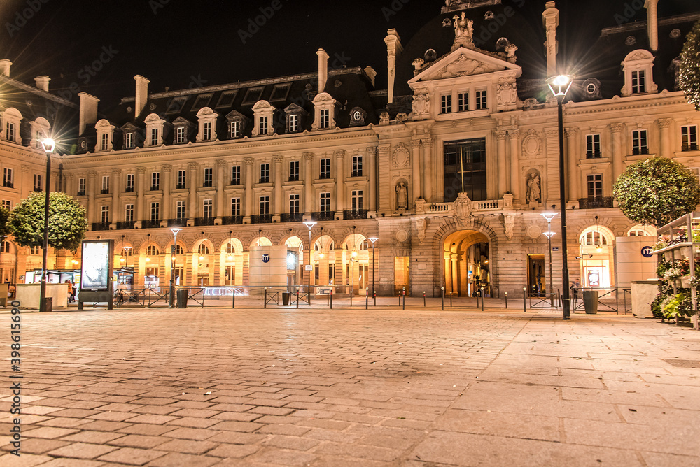 Place de la République de Nuit, Rennes, France