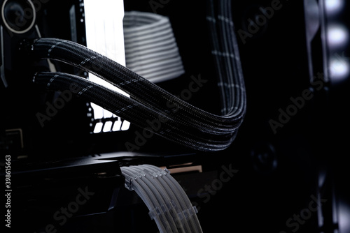 high end computer pc interior white rgb led computer interior on motherboard and liquid cooling