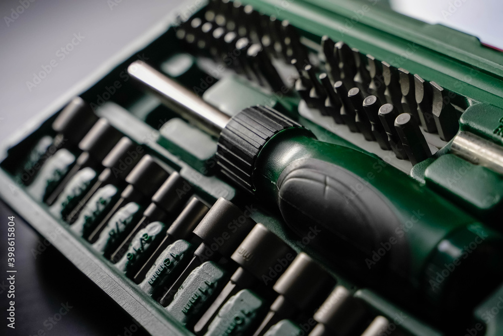 screwdriver kit close up for fixing and maintenance screwdriver kit close up for fixing and maintenance