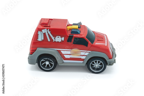 Wallpaper Mural Novosibirsk, Russian Federation, April 05, 2020: children's toy fire truck, close-up on a white background Torontodigital.ca