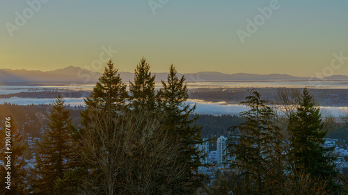 Sunrise over cloud-covered valley