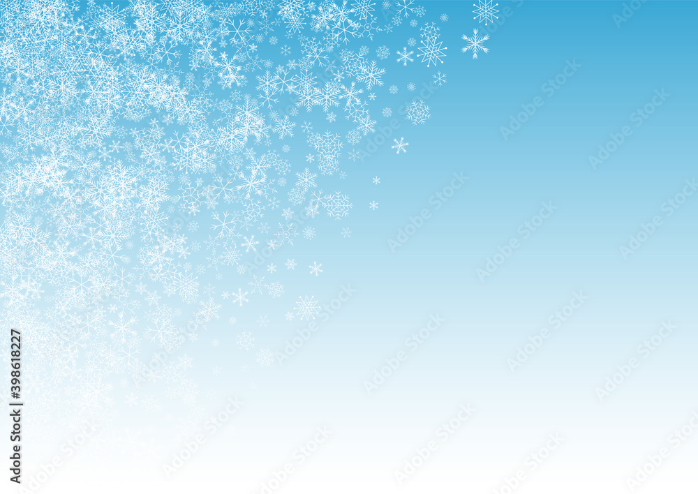 Silver Snowflake Vector Blue Background. Sky Silver Snowflake Vector Blue Background. Sky
