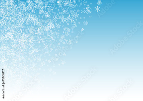 Silver Snowflake Vector Blue Background. Sky 