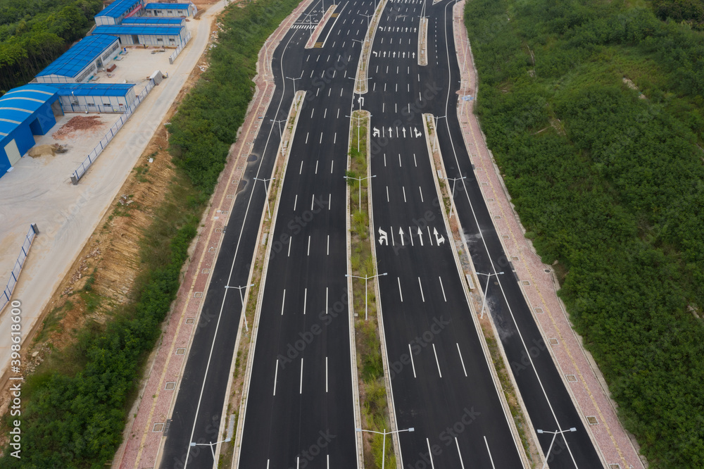 Naklejka premium Aerial photography of newly built urban asphalt roads in China