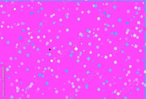 Light Pink, Blue vector template with crystals, circles, squares.
