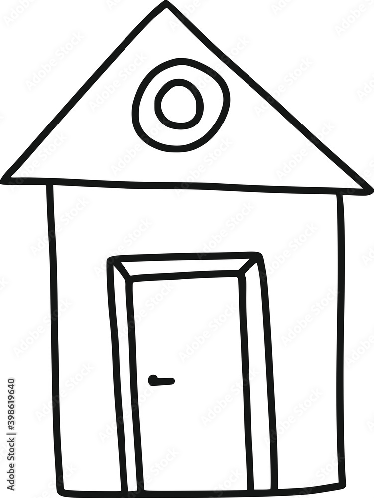 hand-drawn small house by black line isolated on white background
hand-drawn small house by black line isolated on white background