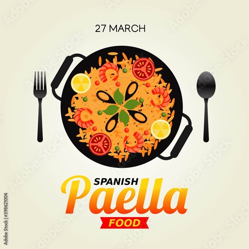 Spanish Paella Day Vector Illustration. Suitable for greeting card poster and banner.
