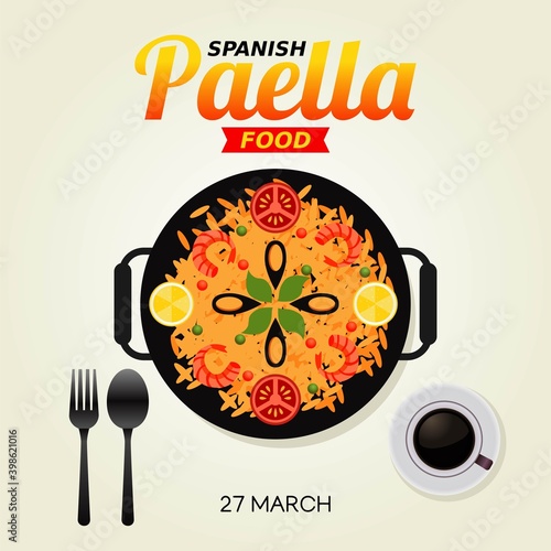 Spanish Paella Day Vector Illustration. Suitable for greeting card poster and banner.