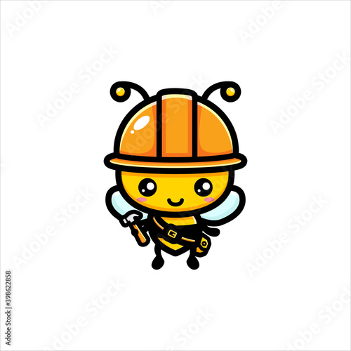 cute honey character as a worker