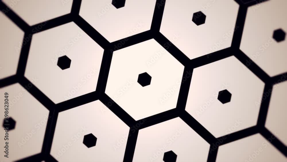 Optical art black and white 4k animation of hexagonal hive pattern with concentric shapes growing and spinning. Seamless loop. Optical art black and white 4k animation of hexagonal hive pattern with concentric shapes growing and spinning. Seamless loop.