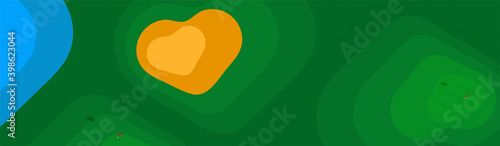web banner sport ball for golf on sports golf course top view. Banner, background for design of competitions. Healthy lifestyle. Vector