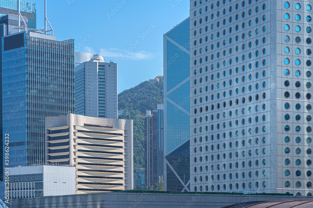 Fototapeta premium Hong Kong Commercial Building Close Up