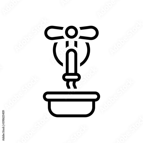 Black line icon for pour