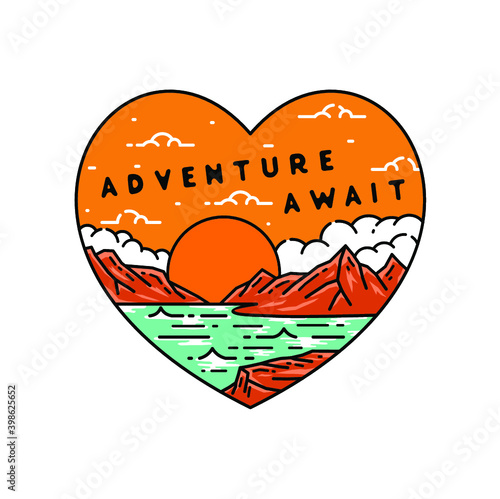Love Adventure Await Monoline Design