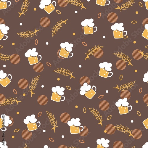 Grab Your Beer and Party Vector Graphic Seamless Pattern