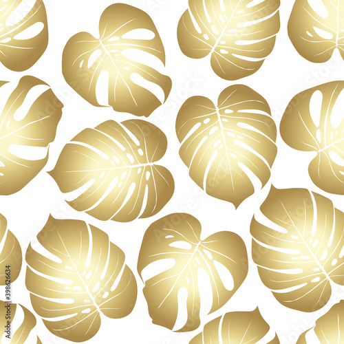 Tropical summer seamless pattern. Monstera leaves 