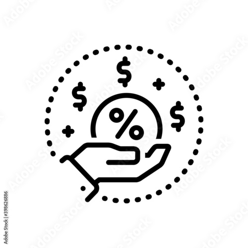 Black line icon for commission