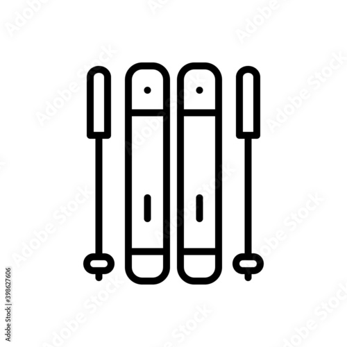 Black line icon for ski